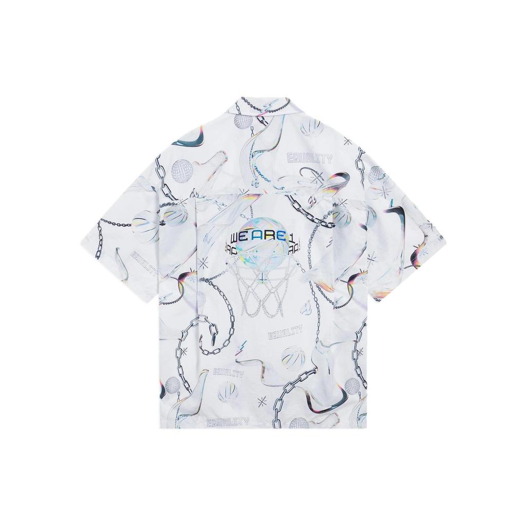 Li Ning Wade Collection Shirts Men's White Gray Lapel Moderate Other ASHS445-1