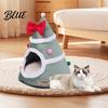 Soft Cat Cave for Winter Christmas Tree Bed, Plush Bed with Removable Cushion, Non-slip Cozy Pet Bottom, House Indoor Cats Kittens Holiday Decoration