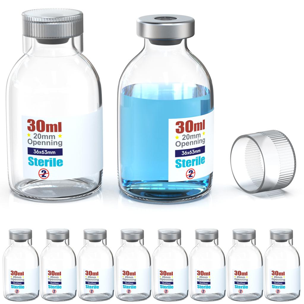 Sterile Empty Vials With Reuse Cap And 13 /20 mm Self Healing Injection Port,Buckle Glass Vials ,Sterile Package,Clear