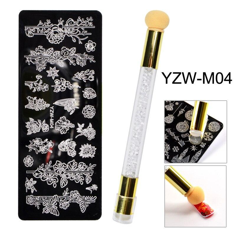 

Пластина для штамповки ногтей, набор силиконовых ручек, губка для дизайна ногтей, трафареты для переноса цветов, бабочек, кружевные узоры