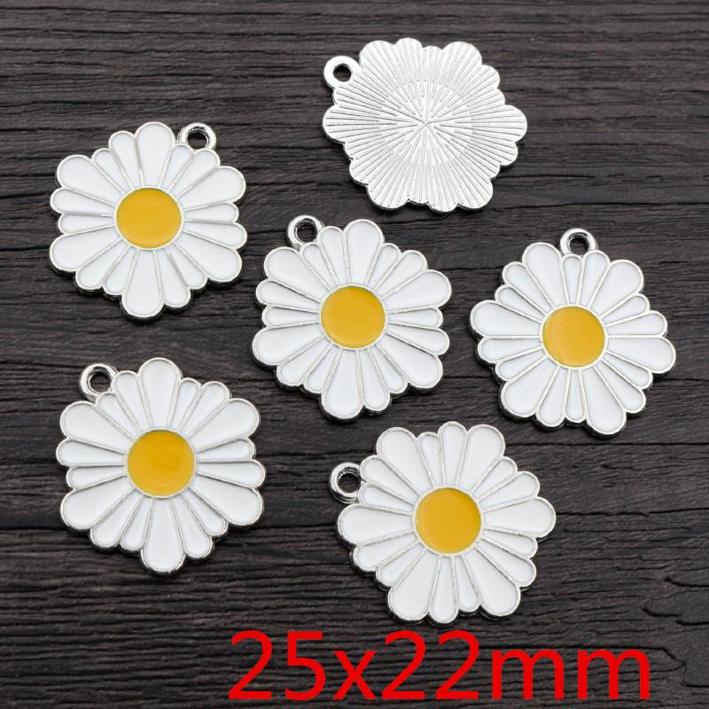 8pcs/lot Sunflower Rainbow Enamel Metal Charms Pendant for DIY Necklace Bracelet Jewelry Making Findings Supplies
