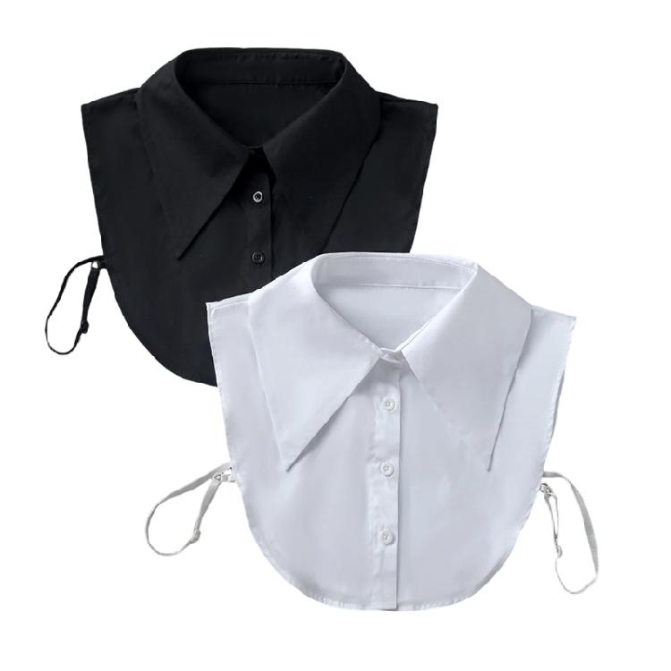 Women Shirt Collar Insert Accessory, Detachable Pointed Collar Panel with Button Front for Casual Daily Styling