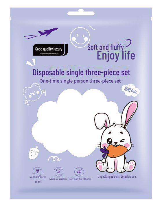 "Travel Double Bedding Set: Disposable Printed Quilt Cover, Pillowcase, Sheet"