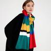 European and American Mohair Knitted Striped Scarf Women's Warm and Thickened Imitation Cashmere Color Matching Scarf Shawl