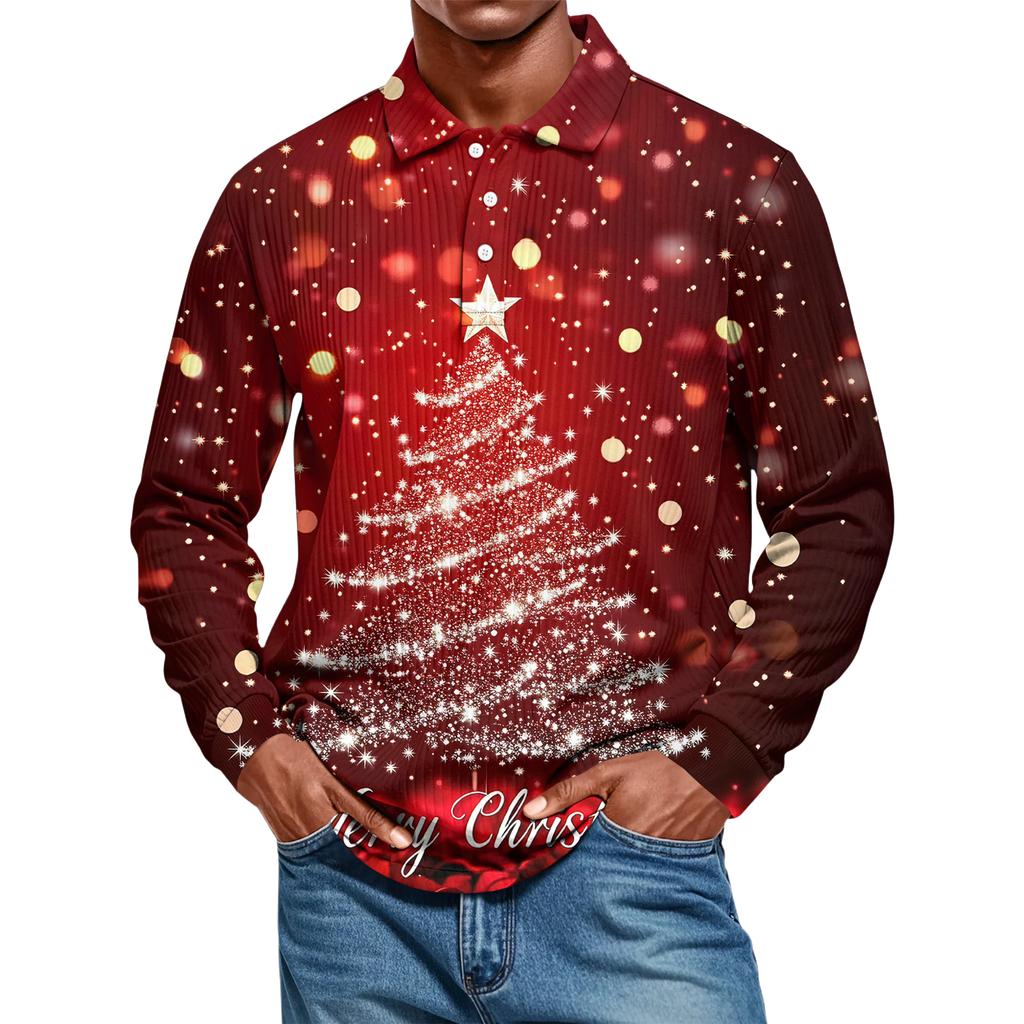Men's Casual Style Solid Color Loose  Shirt Long-sleeved Top