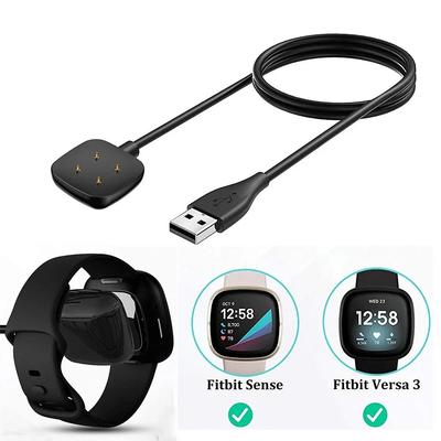 Charger Cable For Fitbit Fitbit Versa 3 4 Replacement 1m USB Charging Cable Cord Clip Dock For Sense 1 2 Smartwatch
