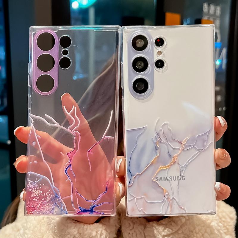 

Для Samsung S23 S22 Ultra Plus S21 A34 A54 A73 A33 5G чехол из ТПУ акварельный мрамор прозрачный чехол для iPhone 15 14 13 Pro 12 11
