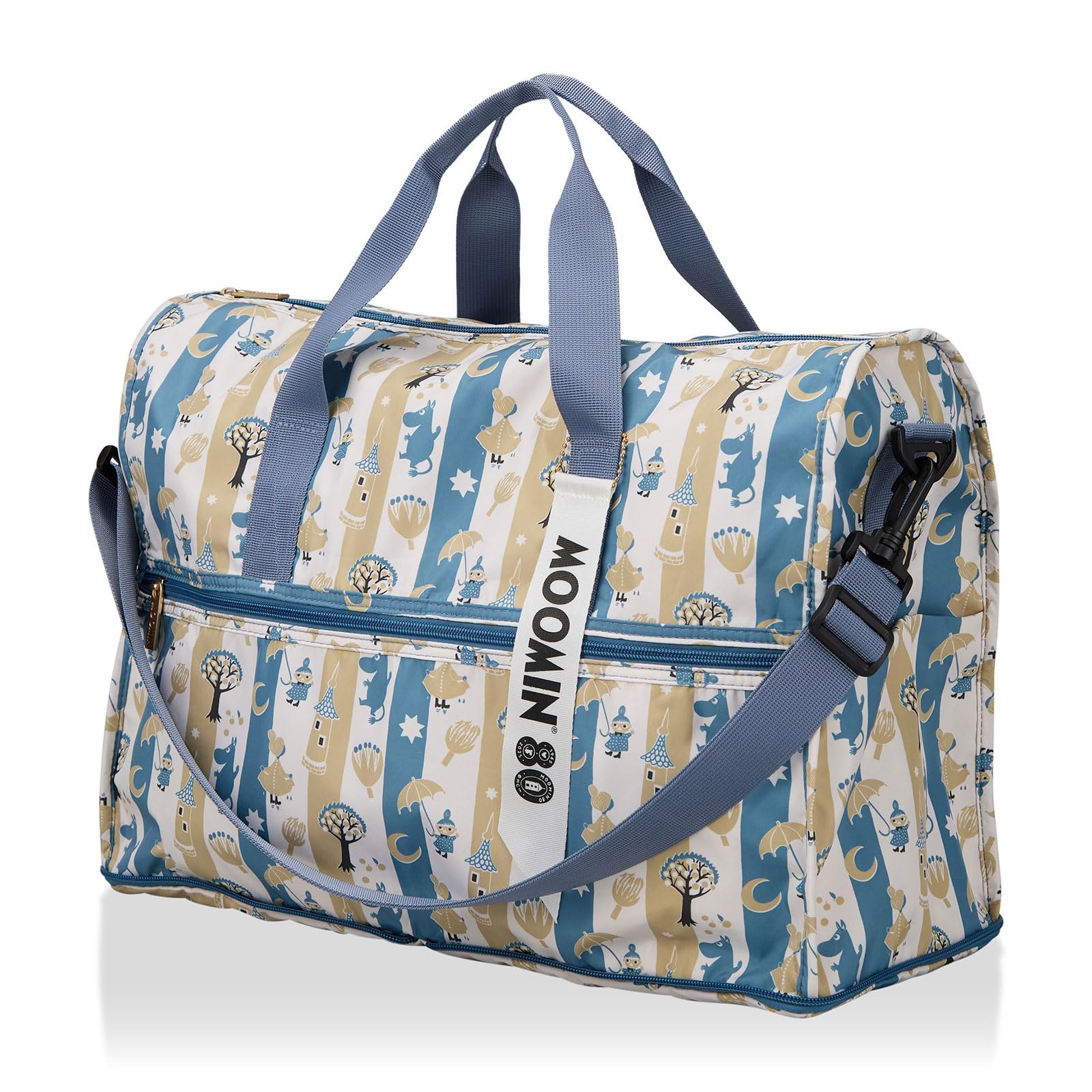 

Folding Boston Bag M size Special art series commemorating the 80th anniversary of the birth of the Moomin novel Moomin Blue Stripe [Hapitas] MC29.