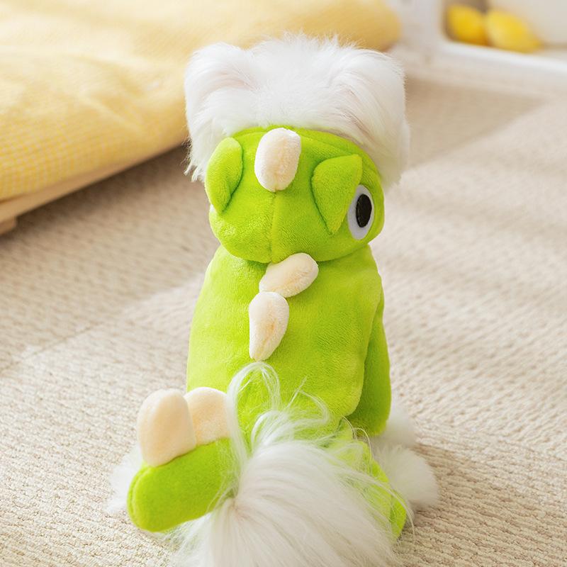Cute little dinosaur turned into puppy dog clothes autumn and winter flannel warm teddy than bear cat pet clothing