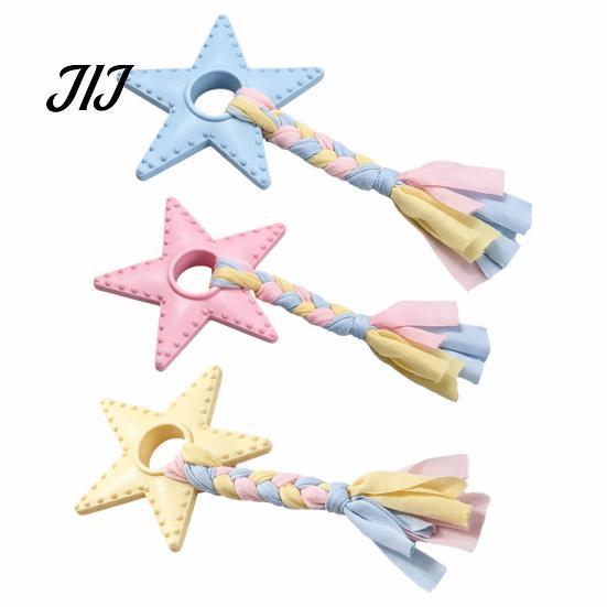 Dog Chew Resistant Toys Star Shaped Toy, Bite Pet Boredom Toy Dogs Anxiety Relief with Braided Cloth Strip, Aggressive Chewer Teeth Cleaning Teething