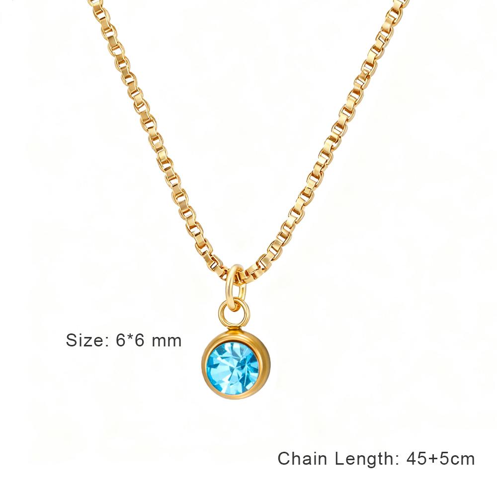 Clear Zircon 12 Month Birthstone Charm Necklace for Women Stainless Steel Thin Box Chain Necklace Jewelry Birthday Gift 2026