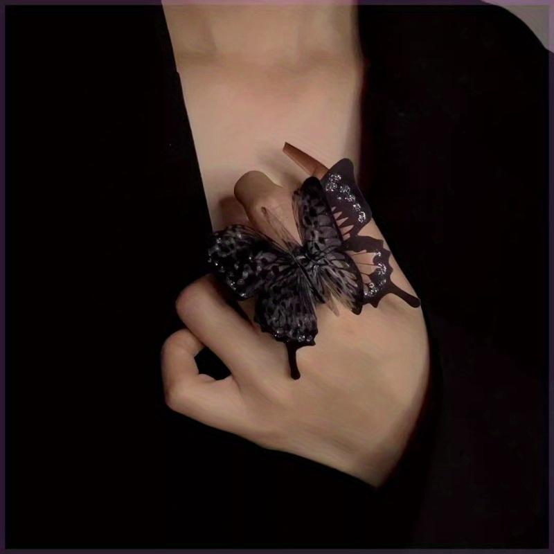 1Pc Butterfly-shape Finger Ring Adjustable Open Punk Gothic Insect Rings Jewelry