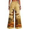 Damenmode lockere Hose mit weitem Bein, Halloween-Print und Taschen für den lässigen Alltagsgebrauch