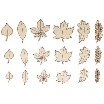 18 Mini Wooden Decorations - Autumn Leaves