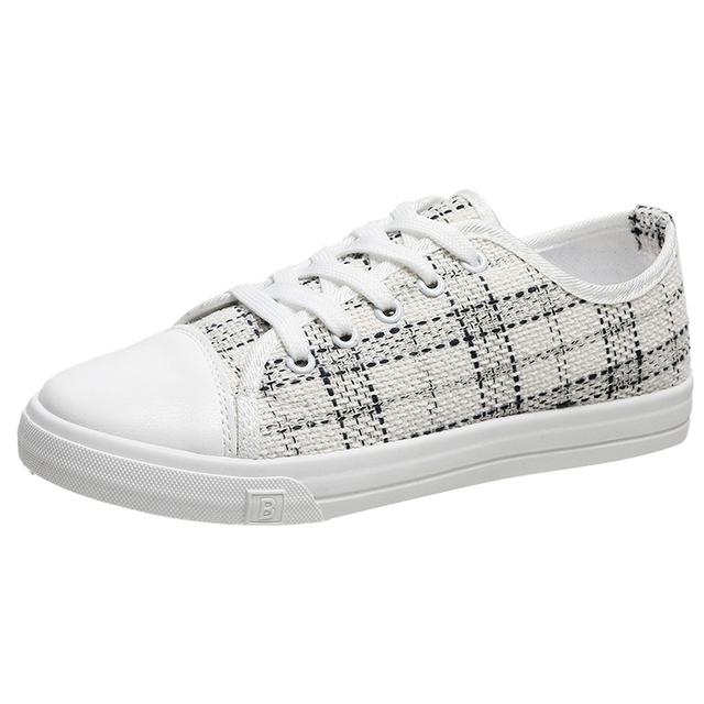 Summer New Trend Canvas Shoes Women Fashion Casual Women 'S Sneakers Mixed Colors Round Toe Lace -Up Shoes For Women Flats