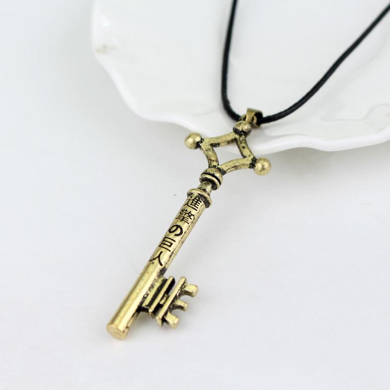Titan Necklace Eren Key Shingeki No Kyojin Pendant Fashion Vintage Retro Anime Jewelry For Men Cosplay