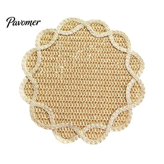 Hand-woven Placemat Woven Placemat, Heat Insulation Non-Slip Table Mat, Retro Style Petal Protect Mat for Wood Surfaces Shape Dining Home Cafe Picnic