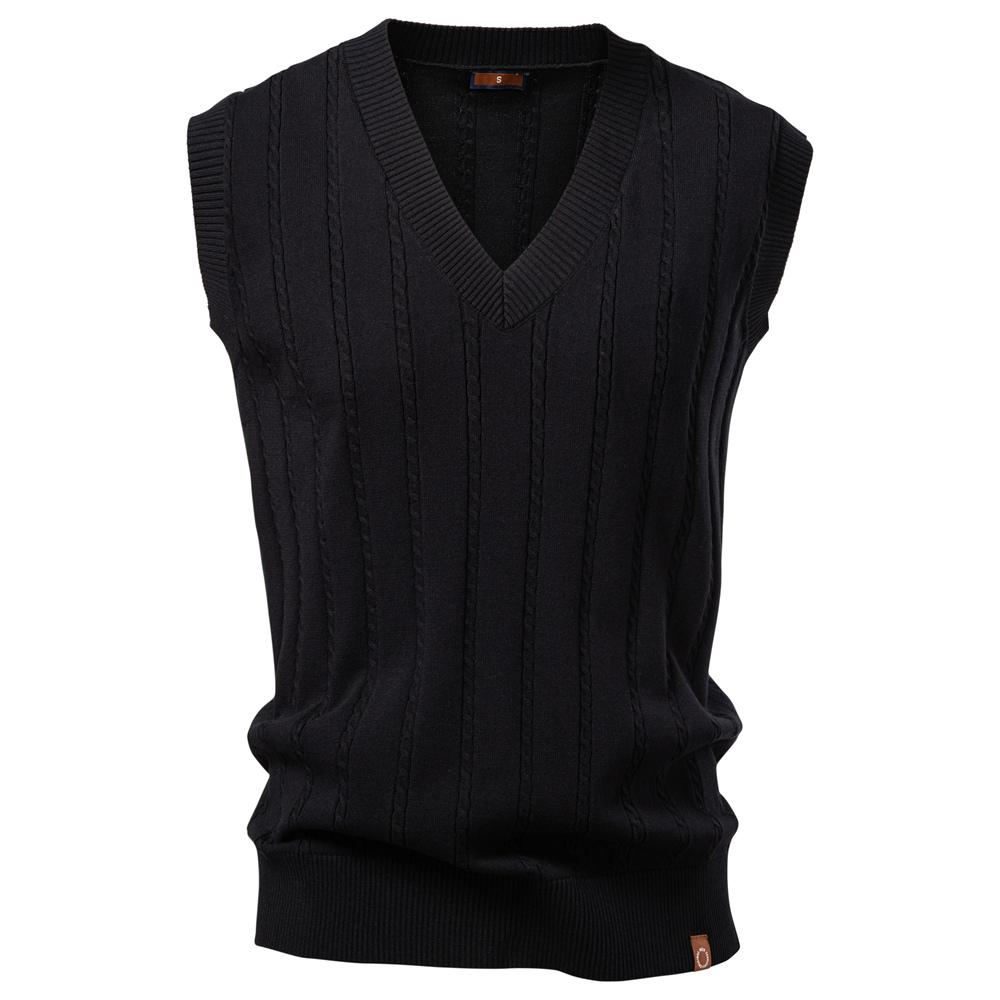 AIOPESON New Men Solid Color V Neck Knitted Sweater Vest Warm Sweater for Men