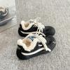 Fleece Warm Moral Training Shoes Do Not Freeze In Winter, Thick-soled Wasteland Wind Two Cotton Shoes, Retro Board Shoes