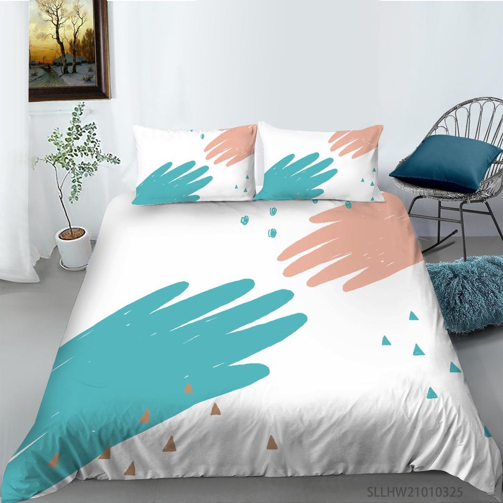 Cartoon King Queen Duvet Cover Painted Art Style Bedding Set for Kids Teens Adults Purple Girl Cat 2/3pcs Polyester Quilt Cover