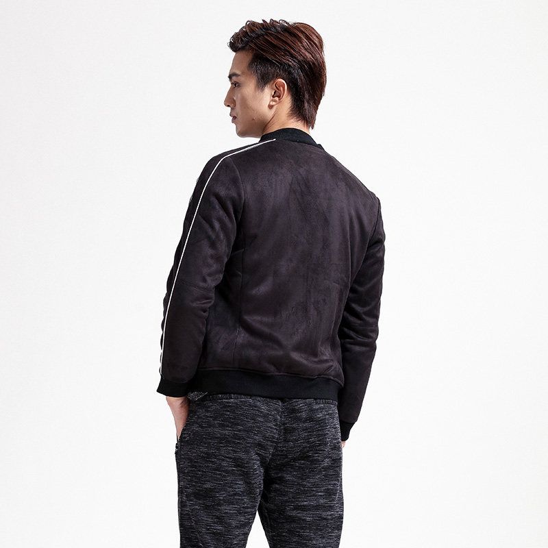 Menseye Striped Stand Collar Baggy Coat