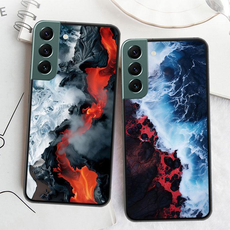 Die Kollision von Lava und Meerwasser Handyhülle Für Samsung Galaxy S22 S25 Ultra S21 S10 Plus S26 Edge S20 S23 S24 FE Hülle Si