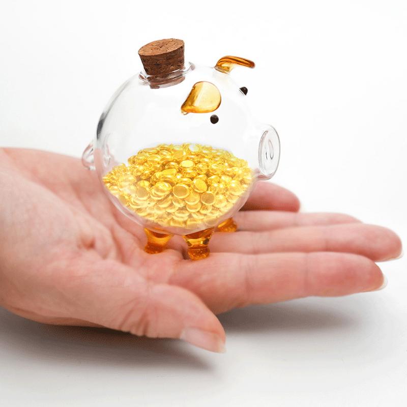 Money Saving Bank Pig Shape Jar Coin Saving Box Clear Pig Money Box Cash Coins Bills Saving Boxes for Children Boys Girls