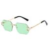 Vintage Rimless Irregular Square Sunglasses Fashion Women Men Luxury Brand Designer Sun Glasses Retro Gradient Lady Shades UV400
