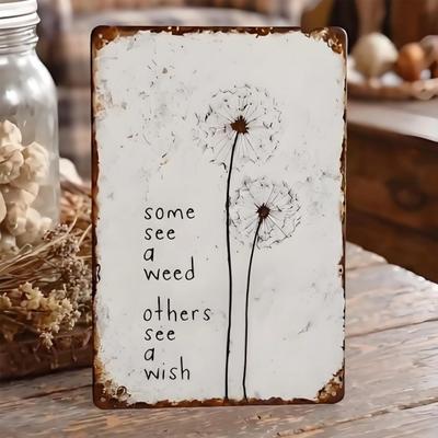 Dandelion Metal Sign Wall Decoration Vintage Rusty Wish Dandelion Wall Art Indoor Outdoor Home Office Living Room Decorative Sign