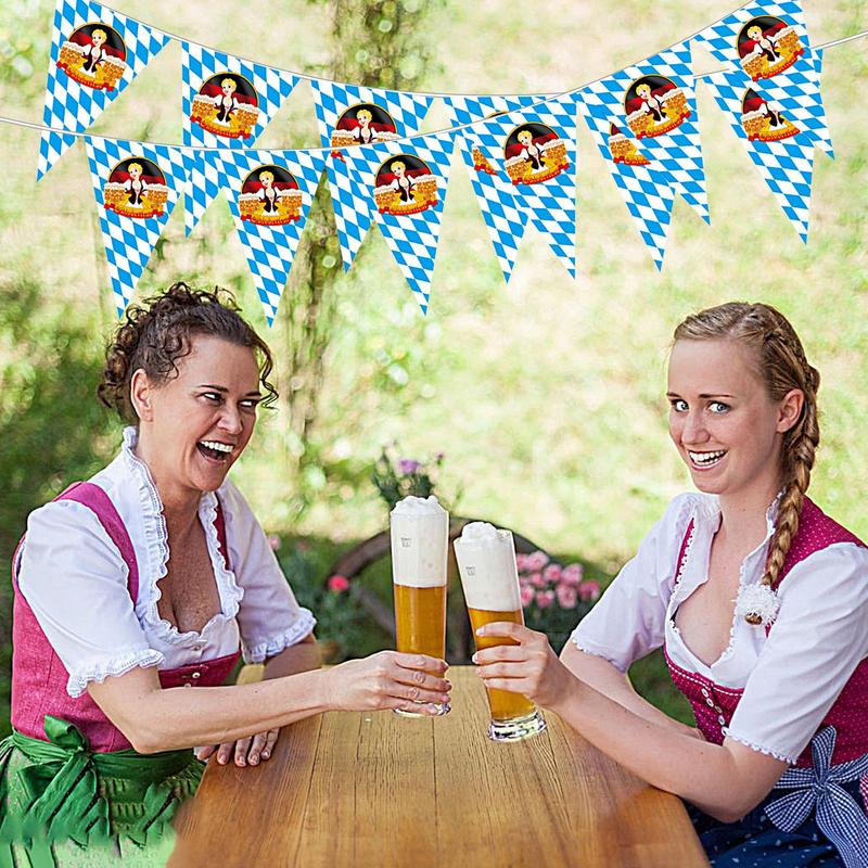 Decorazioni Oktoberfest Stendardo Bandiera Bavarese da 8 Metri Forniture Festa della Birra Ghirlanda Striscione per Giardino Bar Casa Tende Esterno
