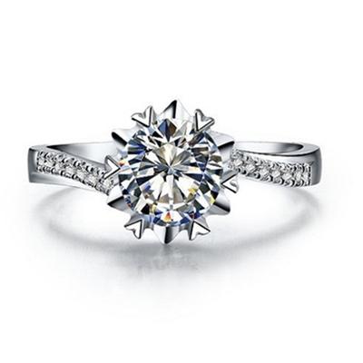 Lucky Style Brilliant 1ct Diamond Women Engagement Ring Pure Silver Excellent Wedding Jewelry Gift for Bride [THREE MAN] (13)
