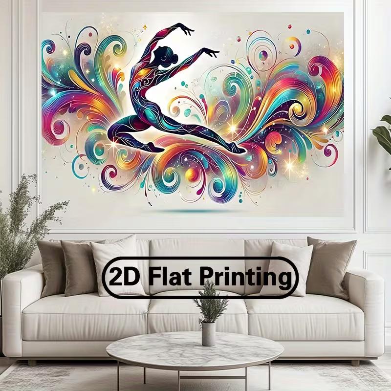 2D Vibrant Ballerina Silhouette Decoration Backdrop for Dance Studio