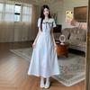 2026 Summer White Doll Collar Princess Dress with Bow Waist
