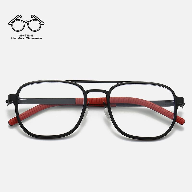 

Retro Double-Bridge Ultra-Light Metal Eyeglass Frame for Men & Women - Non-Slip, Zero-Pressure, Anti-Blue Light, Myopia-Friendly