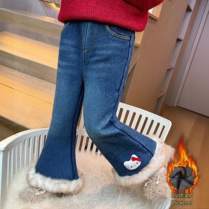 Женские зимние бархатные расклешенные джинсы, стильные теплые клеши, модный корейский стиль. 130