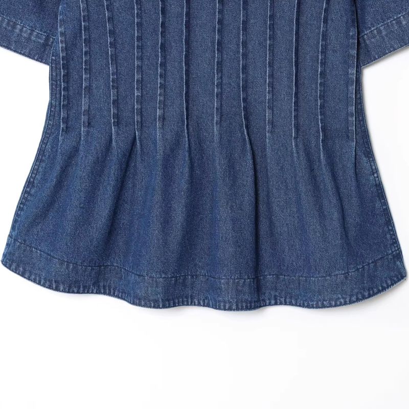 Araltay New Arrival Fashion Style Women's Clothing Fashion All-Match Casual Minimalist Round Neck Short Sleeve Waist-Controlled Denim Tops