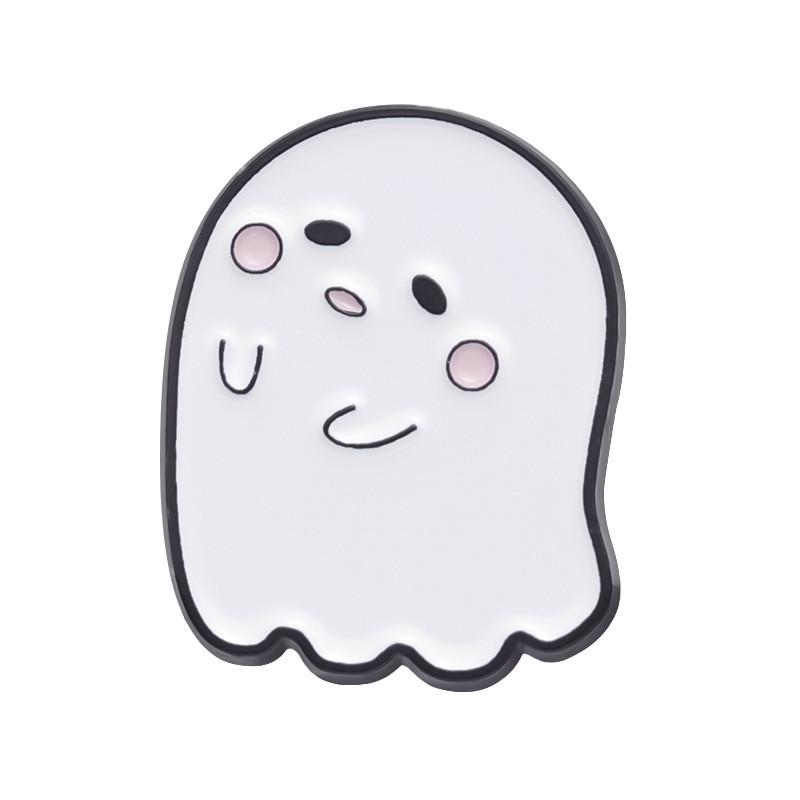 Adorable Cartoon Ghost Shaped Metal Brooch Cute Halloween Series Pin For All