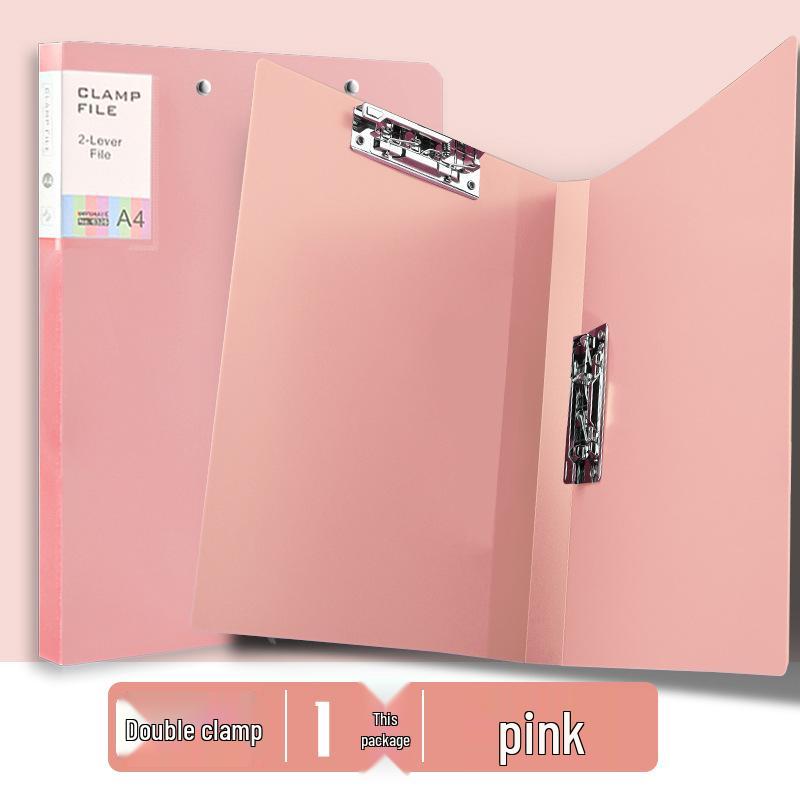 Morandi Double Clip A4 Folder for Students - Loose-leaf Test Paper & Office Document Storage