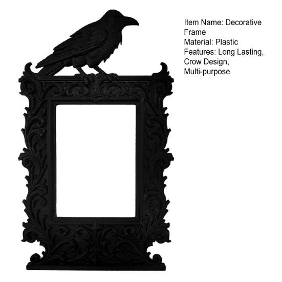 Crow Decorative Frame Lightweight Portable Gothic Design Multipurpose Photo Frame Halloween Party Decoration