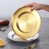 Round Kitchen Bar Tableware Cake And Fruit Snack Salad Plate Kitchen Accessories Stainless Steel Plate Camping Picnic Plate