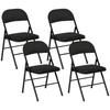 Set of 4 Folding Chairs with Padded Polyester Seat and Steel Frame. Black