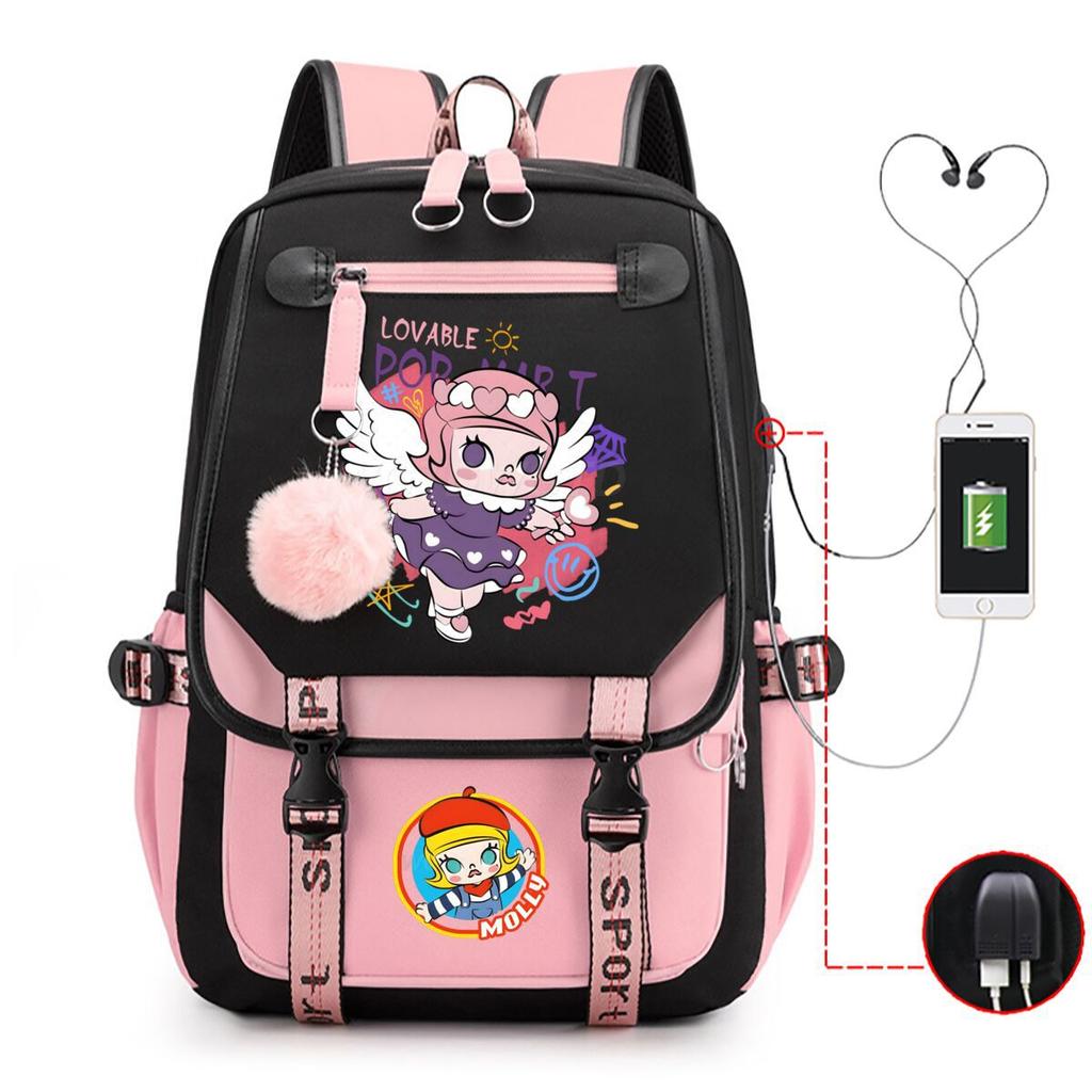 Printed fashion schoolbag college style junior high school high school students large capacity backpack