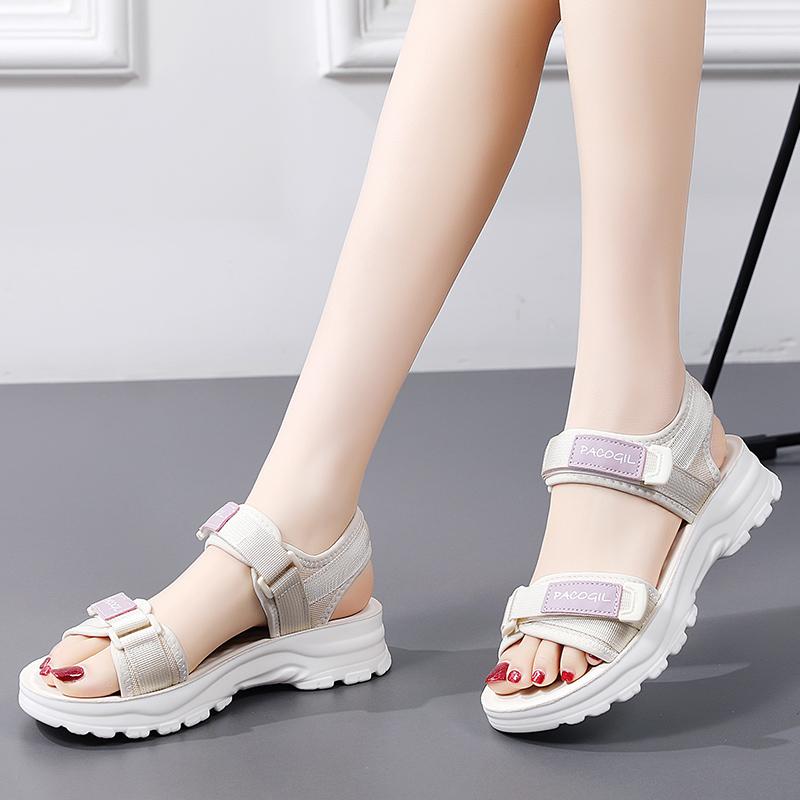 Sommer Damensandalen mit dicker Sohle Damenmode Leichte Klettverschluss Outdoor Freizeitsandalen Strandschuhe Hausschuhe für Mädchen