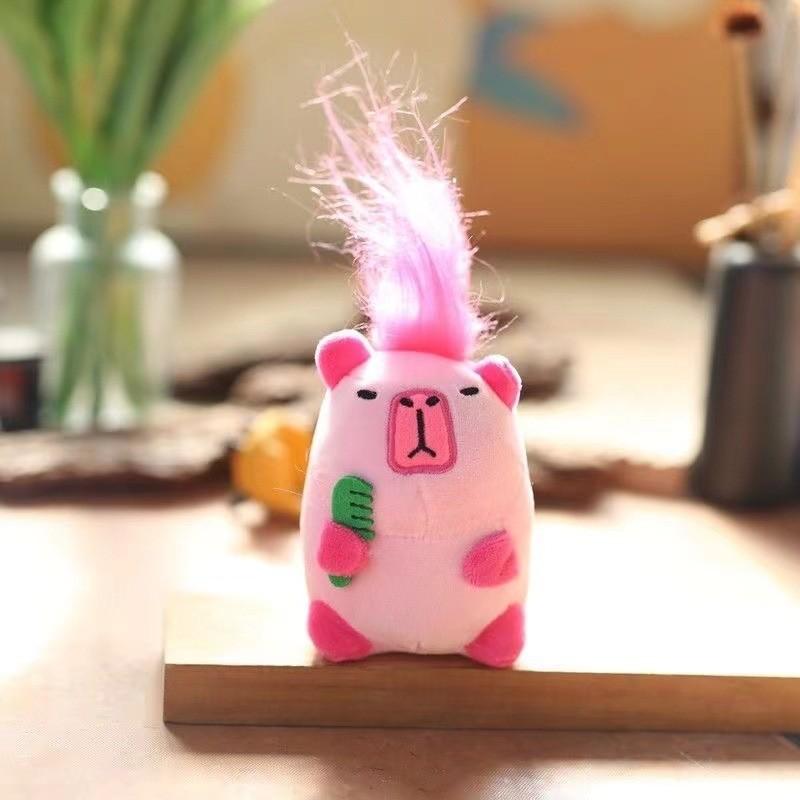 Adorable Capybara Plush Keychain Cute Car Accessory Soft Pp Cotton Filling розовый