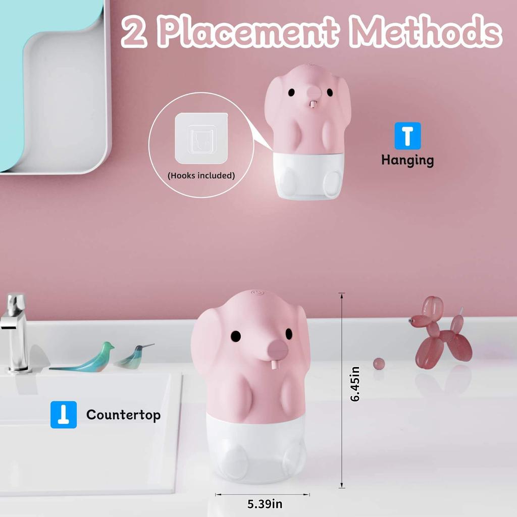 Dispenser di Sapone Elettrico da Parete a Forma di Elefante - Dispenser di Sapone Liquido Elettrico Resistente con Erogazione Automatica del Liquido
