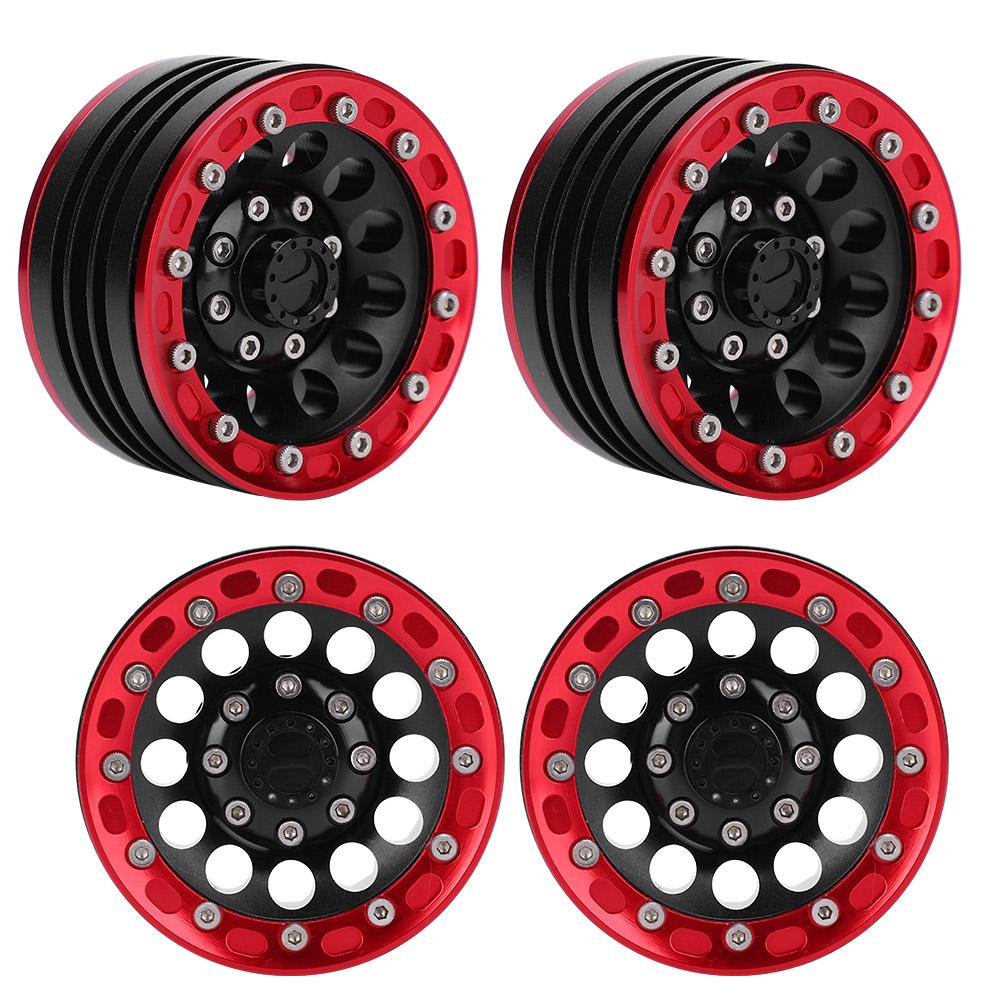 4pcs Metal Wheel Hub RC Car A Essories Fit for 1Celsius10 RC Crawler 1.9 Inch(Red Black )