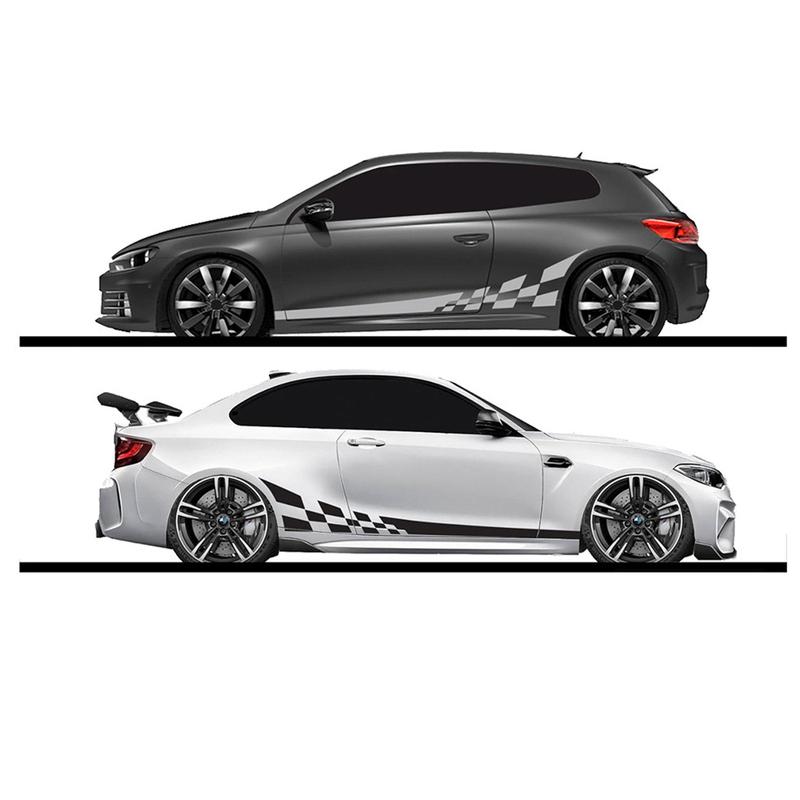 2pcs Car Vinyl Wrap Film - Racing Stripes & Camouflage Pattern DIY Decals for Auto Body Hood, Universal Fit Glossy Matte Finish