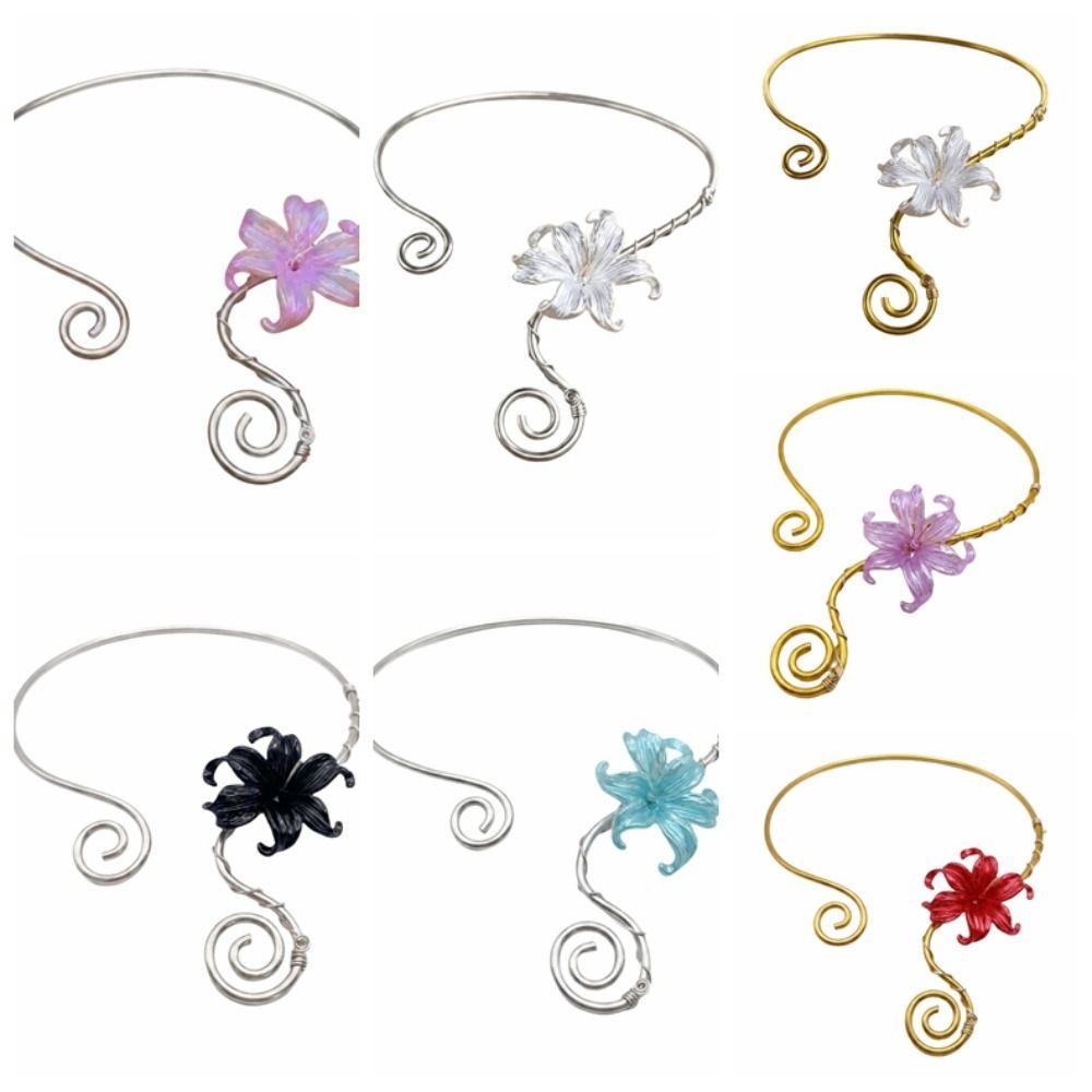 Multi Layered Flower Collarbone Chain Spiral Zinc Zinc Alloy Neck Personalized Iris Flower Necklace Daily
