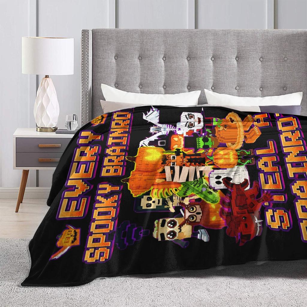 Every Spooky Brainrot Steal a Brainrot Game Knitted Blanket Flannel Warm Throw Blanket for Car Sofa Couch Bedspread