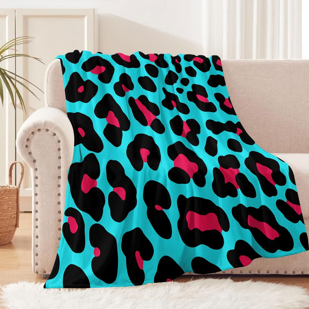 

1PC Leopard pattern Cheetah arts Pink Blanket Flannel Thin blankets for Home Office Travel Camping Perfect gifts four season use 75cmx90cm